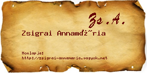 Zsigrai Annamária névjegykártya